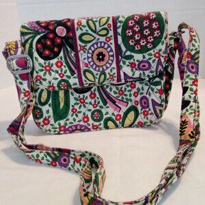 Vera Bradley Crossbody Purse Shoulder Bag Purple & Green Floral